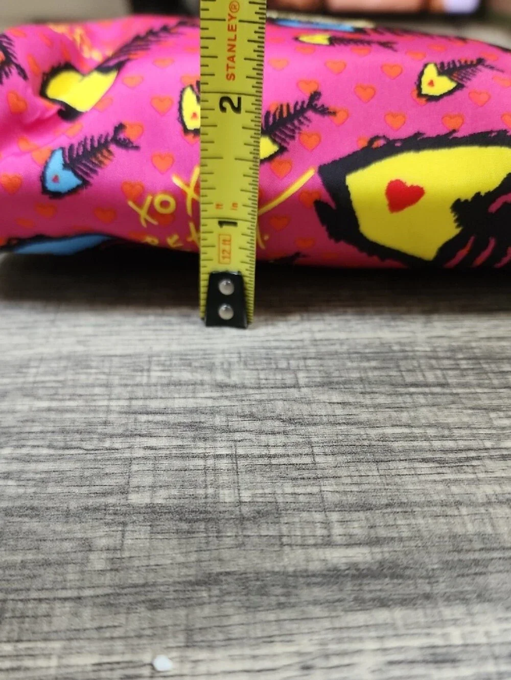 Betsey Johnson Pink & Yellow Fishbone Cosmetic Case